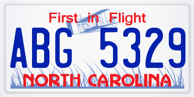 NC license plate ABG5329