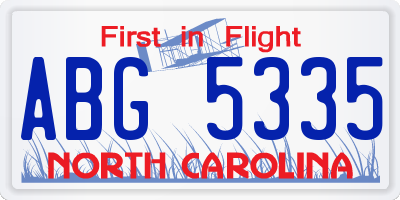 NC license plate ABG5335