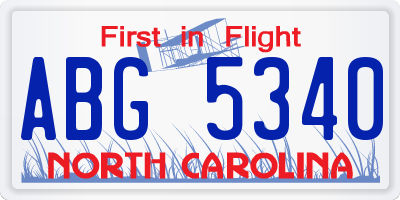 NC license plate ABG5340