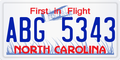 NC license plate ABG5343