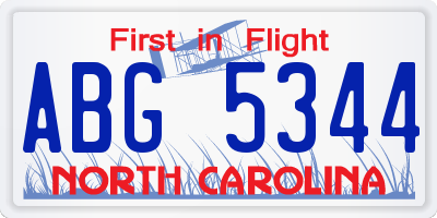 NC license plate ABG5344