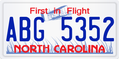 NC license plate ABG5352