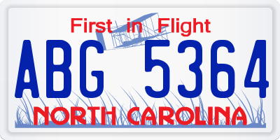 NC license plate ABG5364