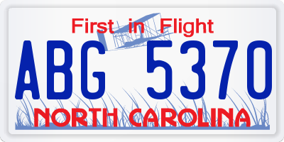 NC license plate ABG5370