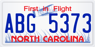 NC license plate ABG5373