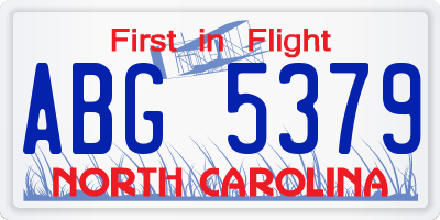 NC license plate ABG5379