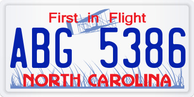 NC license plate ABG5386
