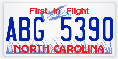 NC license plate ABG5390
