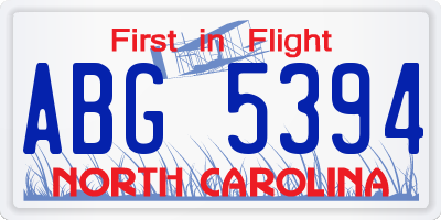 NC license plate ABG5394