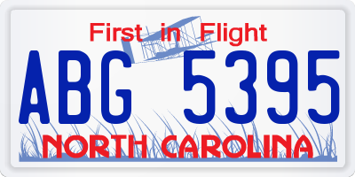 NC license plate ABG5395