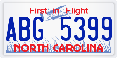 NC license plate ABG5399