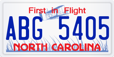NC license plate ABG5405
