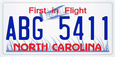 NC license plate ABG5411