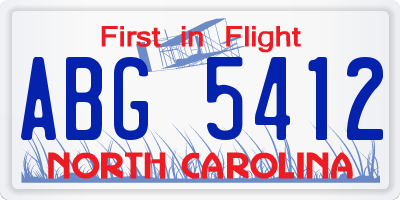 NC license plate ABG5412