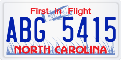 NC license plate ABG5415