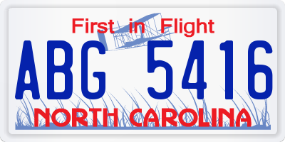 NC license plate ABG5416