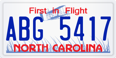 NC license plate ABG5417