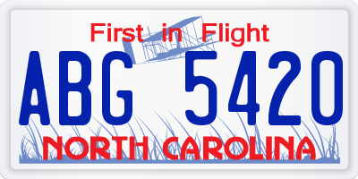 NC license plate ABG5420