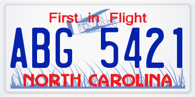 NC license plate ABG5421