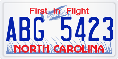 NC license plate ABG5423