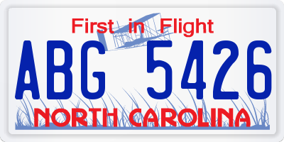 NC license plate ABG5426