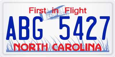NC license plate ABG5427