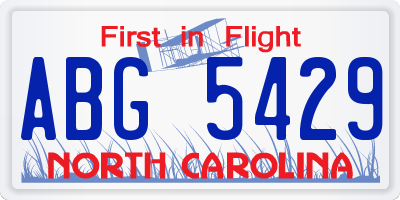 NC license plate ABG5429