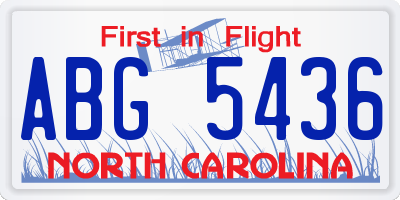 NC license plate ABG5436