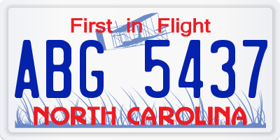 NC license plate ABG5437