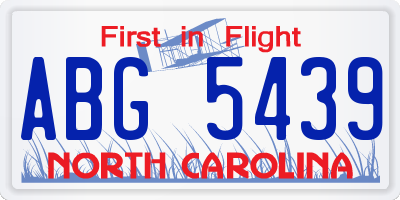 NC license plate ABG5439