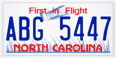 NC license plate ABG5447