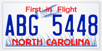 NC license plate ABG5448