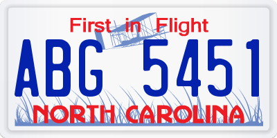 NC license plate ABG5451