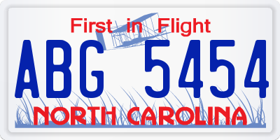 NC license plate ABG5454