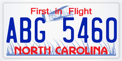 NC license plate ABG5460