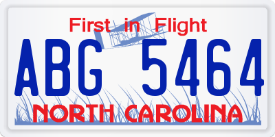 NC license plate ABG5464