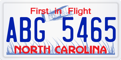NC license plate ABG5465