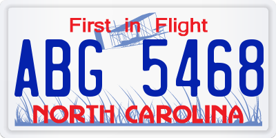 NC license plate ABG5468