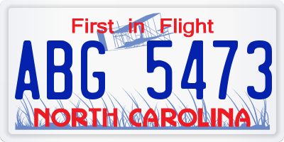 NC license plate ABG5473