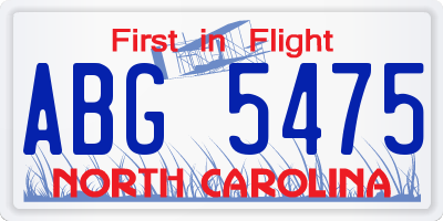 NC license plate ABG5475