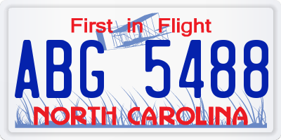 NC license plate ABG5488