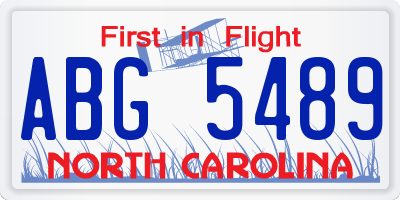NC license plate ABG5489