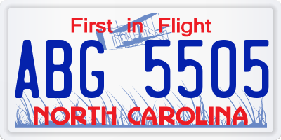 NC license plate ABG5505