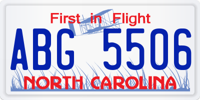 NC license plate ABG5506