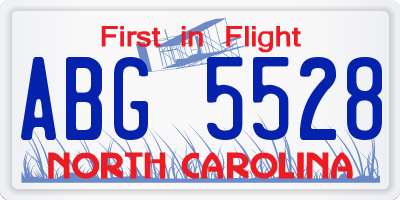 NC license plate ABG5528