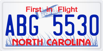 NC license plate ABG5530
