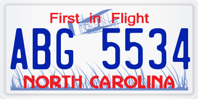 NC license plate ABG5534