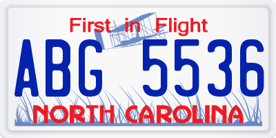 NC license plate ABG5536