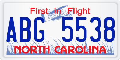 NC license plate ABG5538