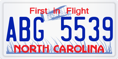 NC license plate ABG5539